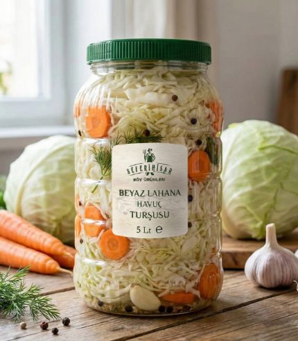 Ev yapımı beyaz lahana havuç turşusu