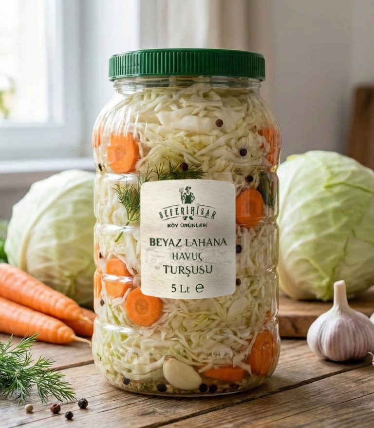 Ev yapımı beyaz lahana havuç turşusu